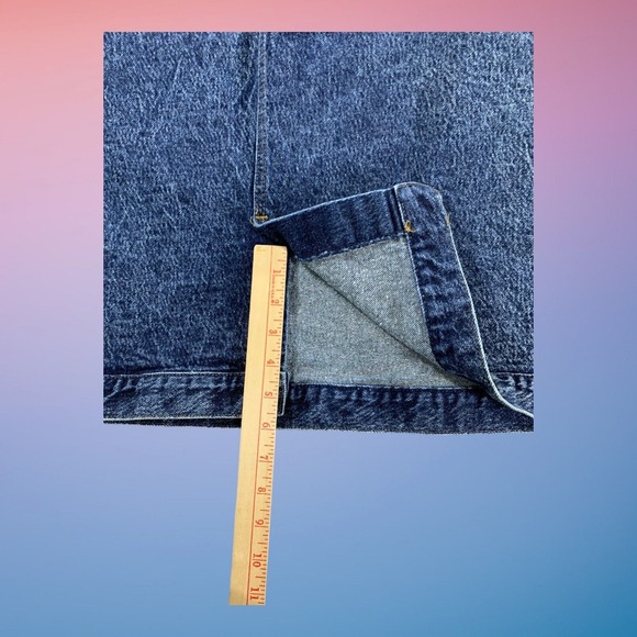 Vintage Lee Denim Skirt Womens 14 High Waist Medium Wash Midi Y2K 90s USA - Picture 10 of 12